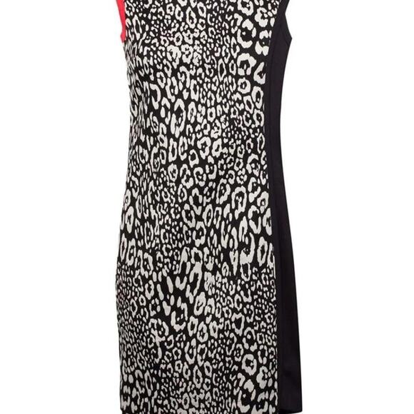 Cop Copine Sleeveless Bodycon Dress Black White Red Trim Animal Print – Size S - Picture 1 of 8